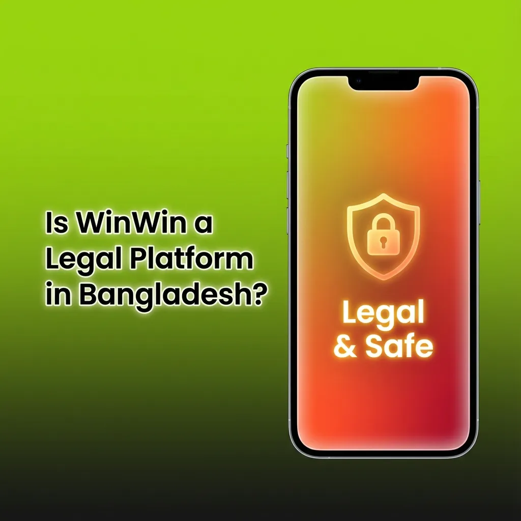 Illustration asking if WinWin is legal in Bangladesh, highlighting offshore license, privacy policy, and responsible gambling tools