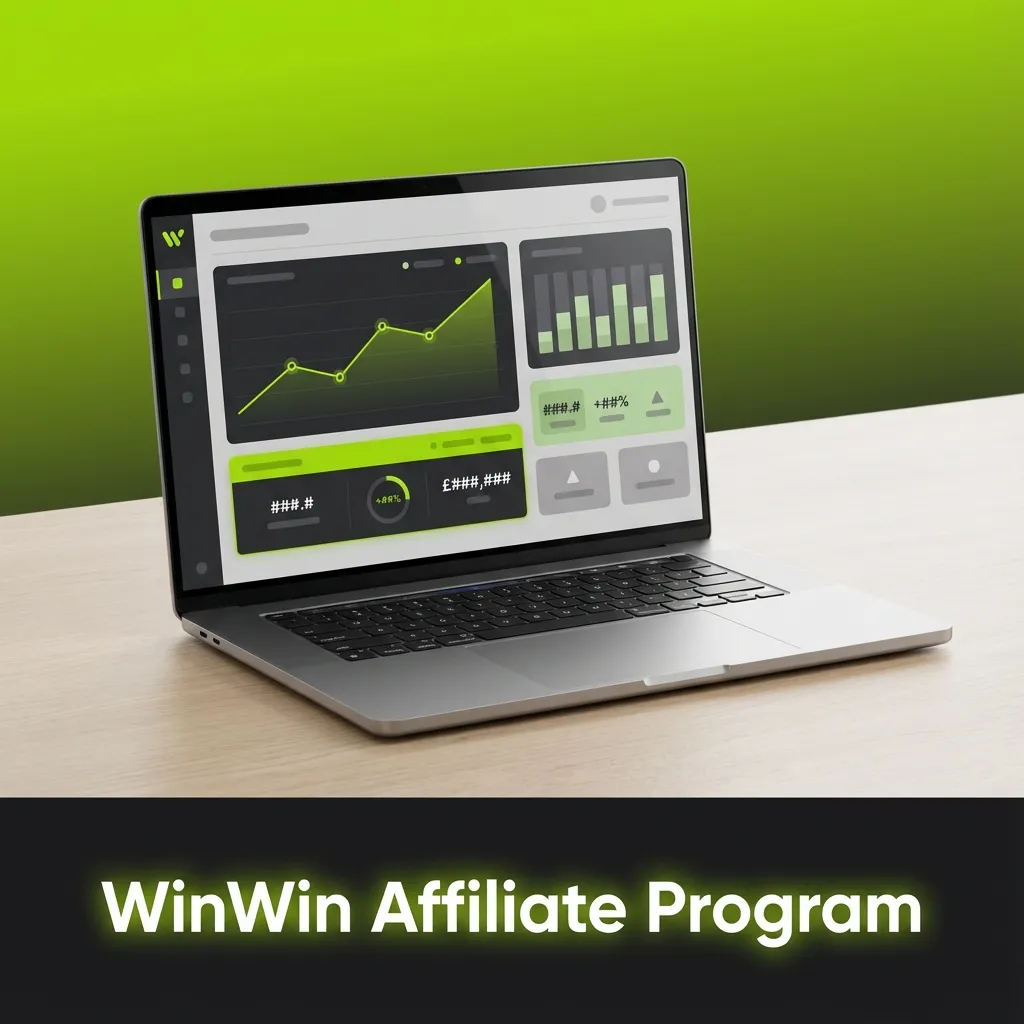 WinWin Affiliate Program banner showing tools, charts, and icons for earning revenue by promoting a betting site in Bangladesh.