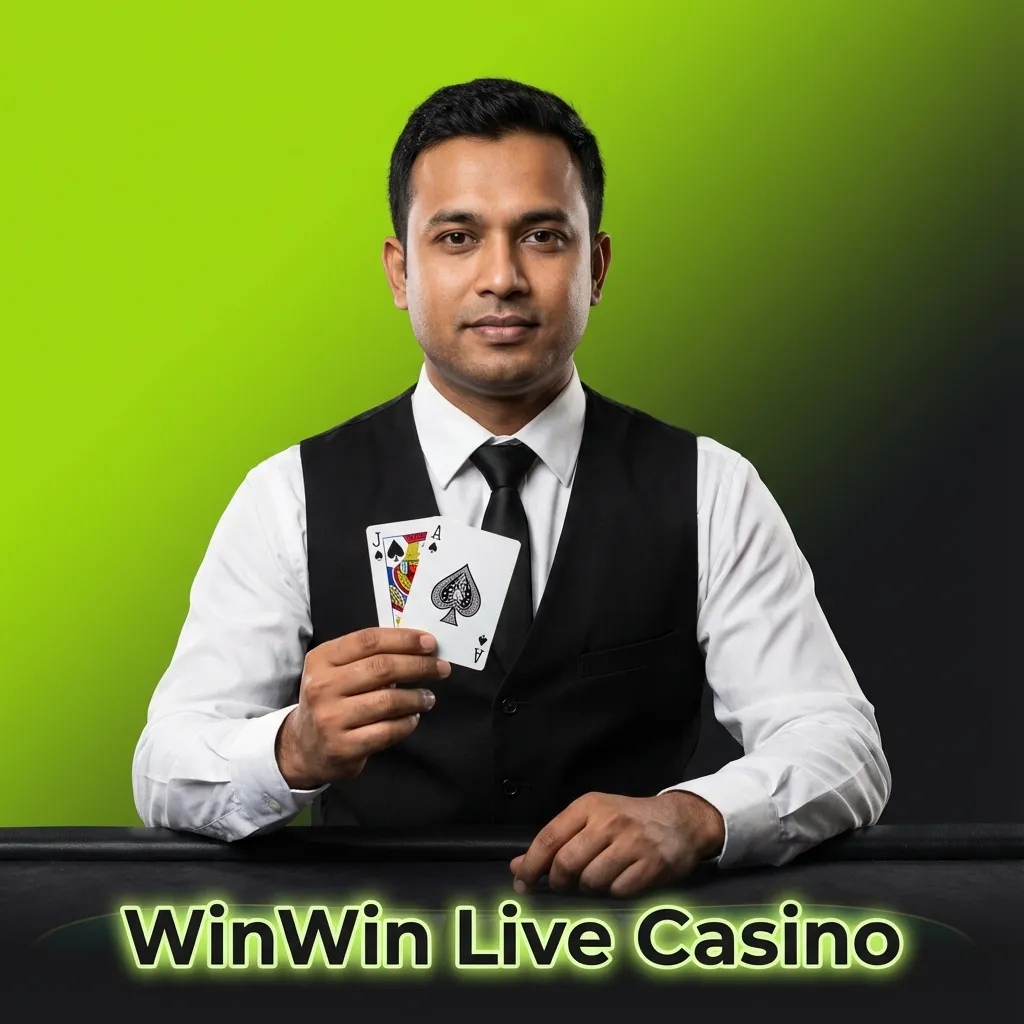 WinWin Live Casino lobby on mobile, showing real dealers hosting roulette, card tables, and colorful game show wheels.