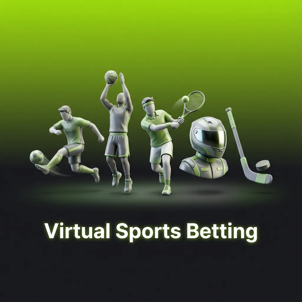 Illustration of virtual sports betting with icons for football, cricket, horse and greyhound racing on a digital screen