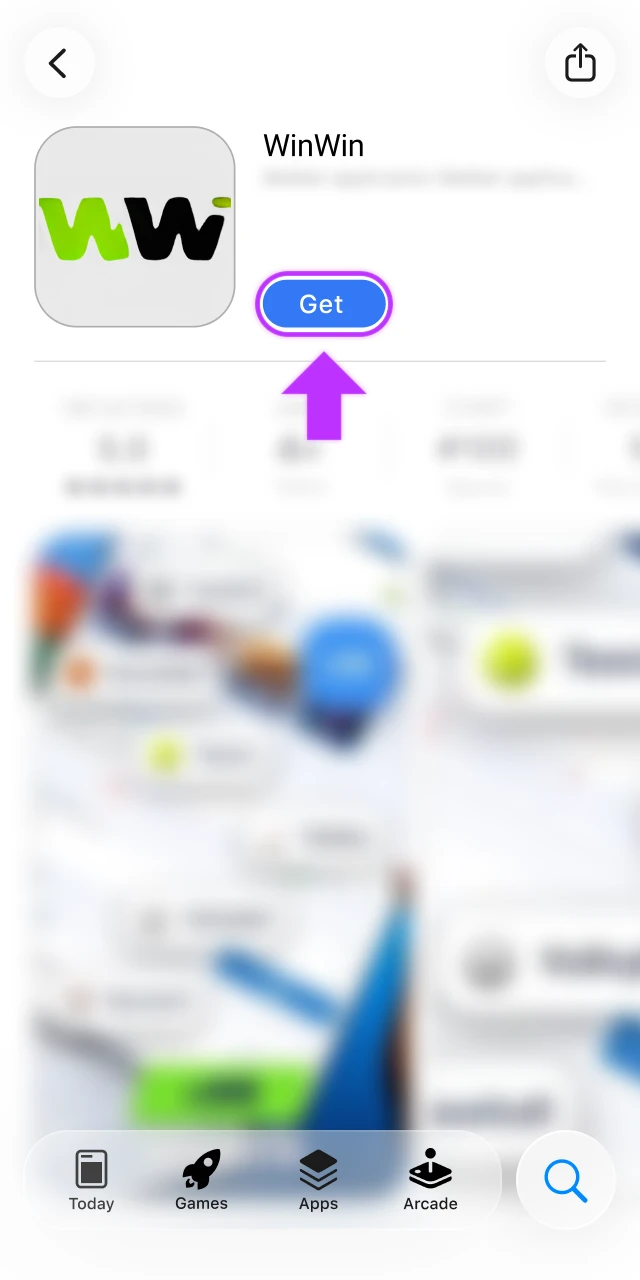 Start the WinWin app setup process on your Apple mobile device.