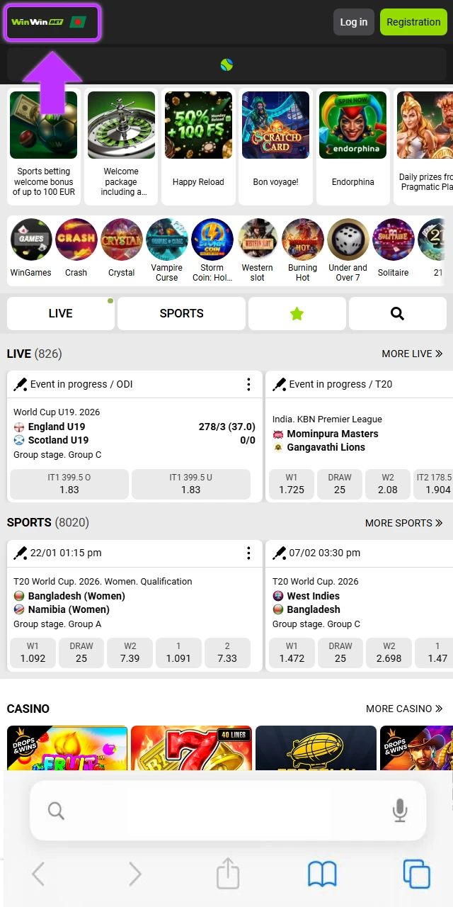 Start the Winwin App download process by opening Safari on your iOS device.