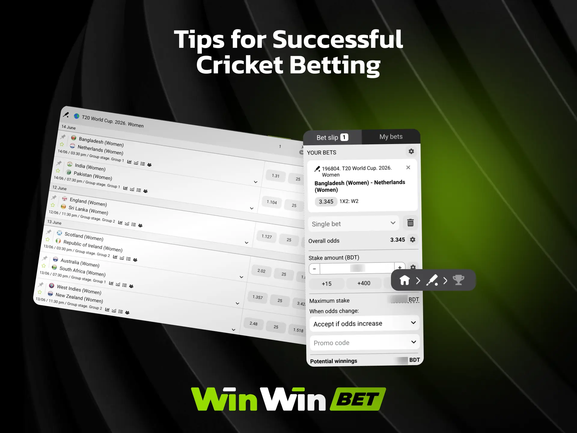 Tips for successful cricket betting on WinWin including research and bankroll management.